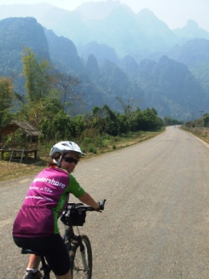 Jenni preparing for the mountains ahead