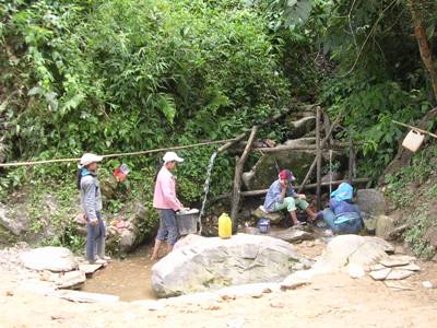 Women collecting water